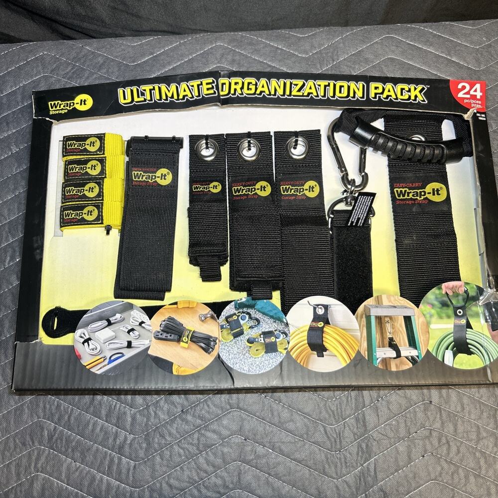 Wrap-It Storage Ultimate Organization Pack 24 Piece Cable Straps New Sealed